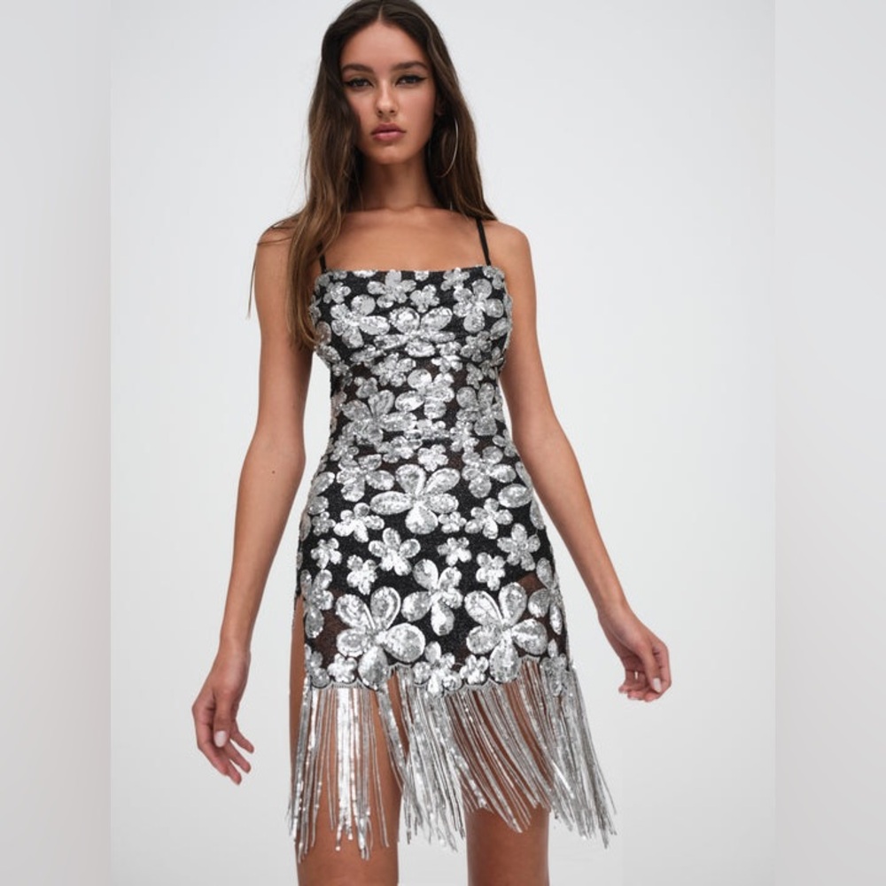 For Love And Lemons Colette Mini Dress in Silver
